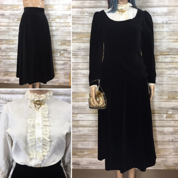 laura ashley black velvet dress